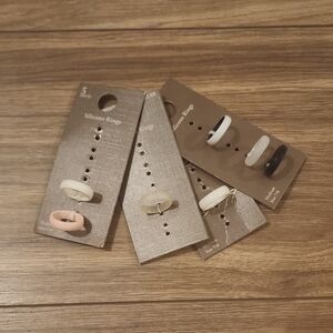 Elegant Silicone Ring Set - Black, White, Pink